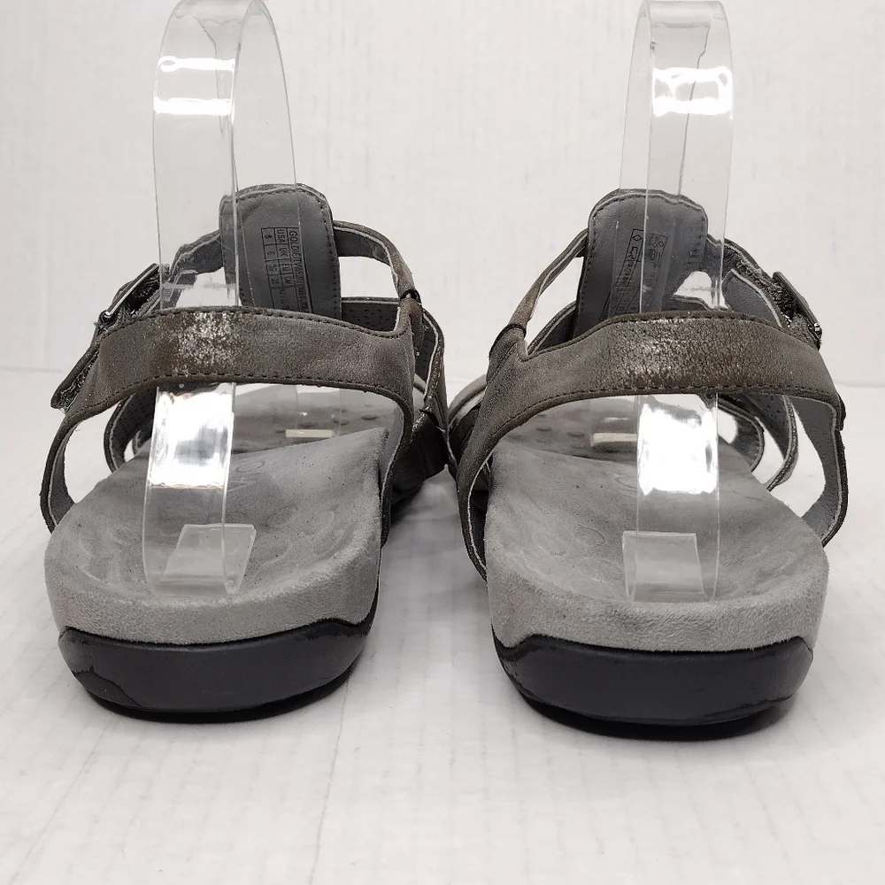 Vionic Goldie Distressed Leather Straps Adjustable Perforated Comfort Sandals